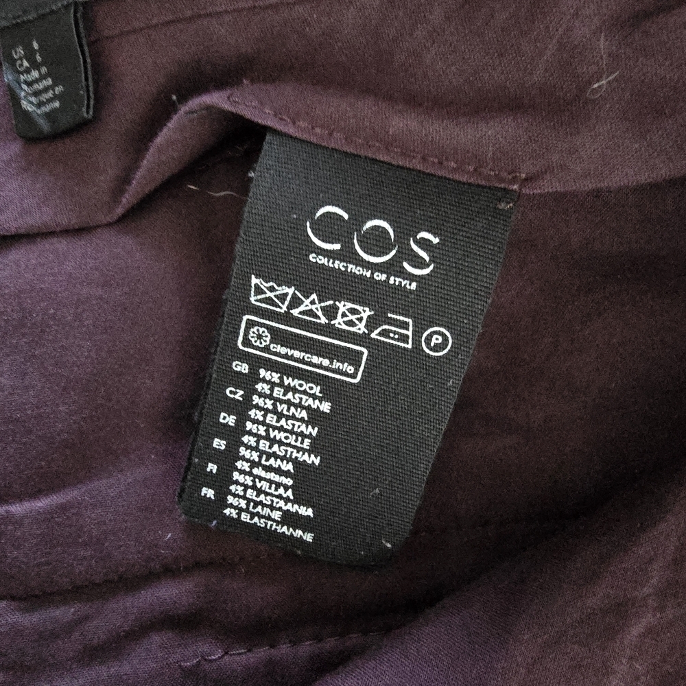 COS Pleats Dropped Crotch Trousers Size 6, 96% Wool - Picture 7 of 12